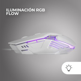 MARSGAMING MM024, RGB Gaming Mouse, Optical Sensor 4000 DPI, Huano Mechanical Switches, RGB Flow Lighting, On-The-Fly DPI Setting 1200/2400/3200/4000 DPI, Multiplatform Compatit, White