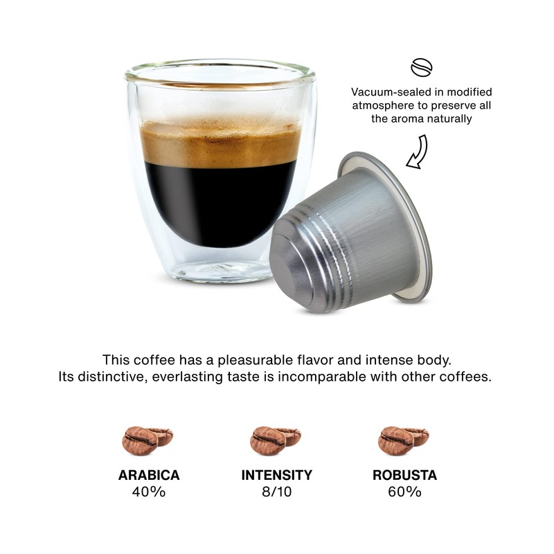 Nespresso compatible capsules Italian Coffee Espresso pods (Crema, 100 Aluminium