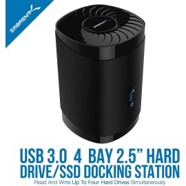 Sabrent USB 3.0 4 Bay 2.5in Hard Drive/SSD Docking Station with Fan (DS-4SSD)