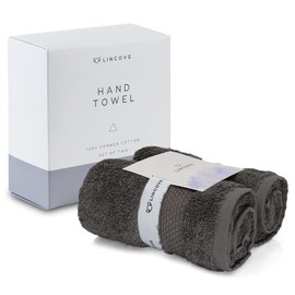 Lincove 100% Turkish Cotton Luxury Hand Towels - Hotel & Spa Luxury Hand Towels 600 GSM, Highly Absorbent & Eco Friendly - 19.5"x35.5" Made in Turkey (Grey, Hand Towel - Set of 2)