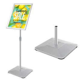 VAIIGO 11"x17" Pedestal Poster Sign Holder Stand with Heavy Duty Solid Steel Base, Adjustable Sign Holder Standing Floor Sign Stand for Office/Store/School/Church/Public Sign Displayed Stands, Silver