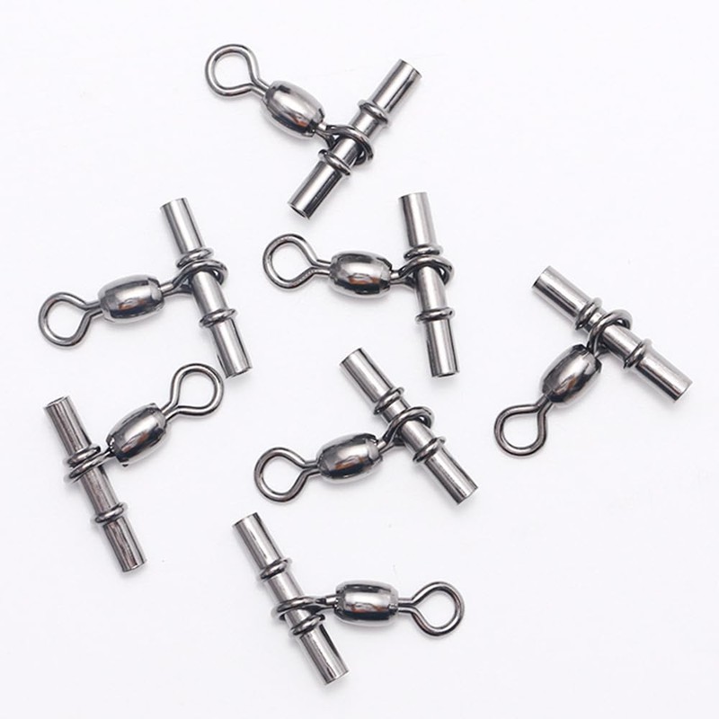25Pcs Black Copper Sleeve Swivels 3 Way Cross Line Hook
