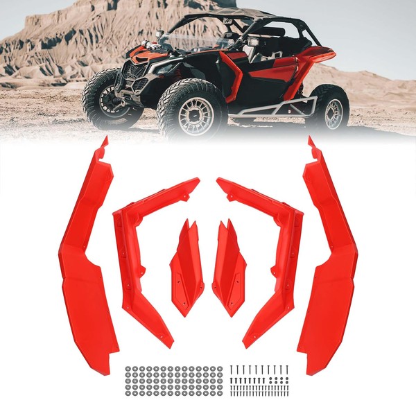 Kemimoto X3 Fender Flares Extended Red Mud Guards Front &