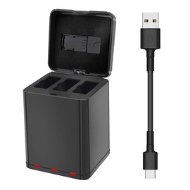Hanatora Quick Battery Charger with USB Charging Type-C Cable for DJI Ryze Tello/Tello EDU Minidrone,3 in 1 Multiple Charging Hub,Portable Storage Case