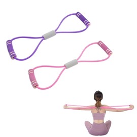 SSKHE Stylish Fitness Resistance Band Set Pink and Purple Chest Expander Yoga Gym Fitness Pulling Rope Precision Stretch StrengthTraining for Shoulder and Arm Muscles Arm Figure 8 Elastic Design，2pcs
