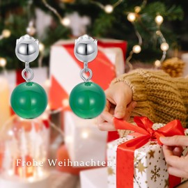 925 Sterling Silver 8 mm Beaded Round Ball Dangle Earrings Birthstone Jewellery Gifts for Women, Sterling Silver, Onyx