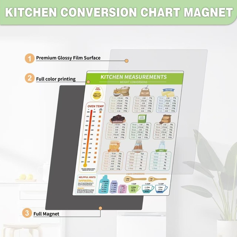 Kitchen Conversion Chart Magnet,Measurements Conversion Chart,Cute Baking Gift for Home