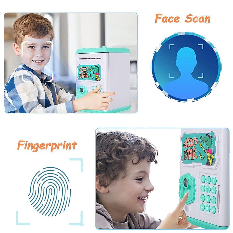 Electronic Piggy Bank for Kids Cash Money Saving Box Fingerprint