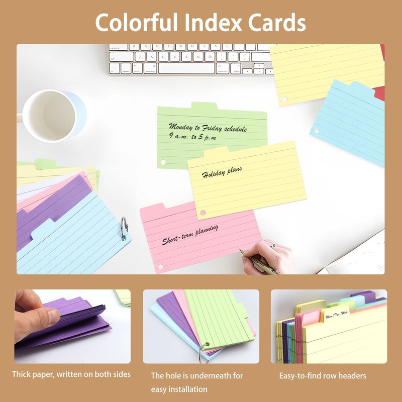 300 Revision Cards, 3.5" x 5" Index Cards with 6