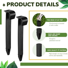 Wzzy Gurden AquaPEG Polypropylene (PP) Garden Hose Anchor Ground Spike Mounting Anchor for 3/4 Inch OD Hoses Garden Lawn Patio Black Pack of 60