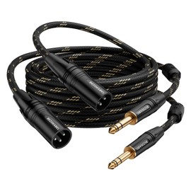 BEZOKABEL XLR to 1/4 inch(6.35mm), XLR Male to 1/4 Male 6ft 2packs, TRS to XLR Cable, Quarter Inch to XLR Microphone Cable Nylon Braided