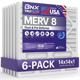 BNX TruFilter 20x25x1 Air Filter MERV 8 (6-Pack) - MADE IN USA – Dust & Pet Defense Electrostatic Pleated Air Conditioner HVAC AC Furnace Filters for Dust, Pet, Mold, Pollen MPR 600 – 700 & FPR 5