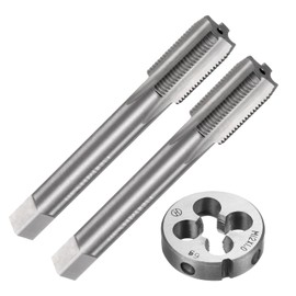sourcing map 3pcs Tap and Die Set, Metric M12 x 1 Thread Taps & Round Die, Tapping Threading Tool Tap & Die Kit for Nut Screw Bolt Thread Repair