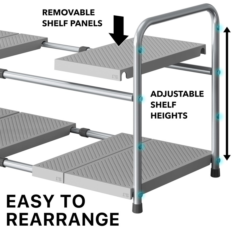 Simple Houseware Under Sink 2-Tier Heavy Duty Expandable Rack Organizer,