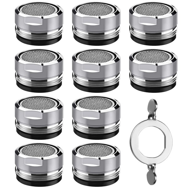 DULKET 10 Pcs Tap Filter Tap Aerator Faucet Bubbler Filter with 10 Rubber Gaskets and A Faucet Aerator Replacement Stainless Tap Aerator for Kitchen Bathroom Silver(24mm)