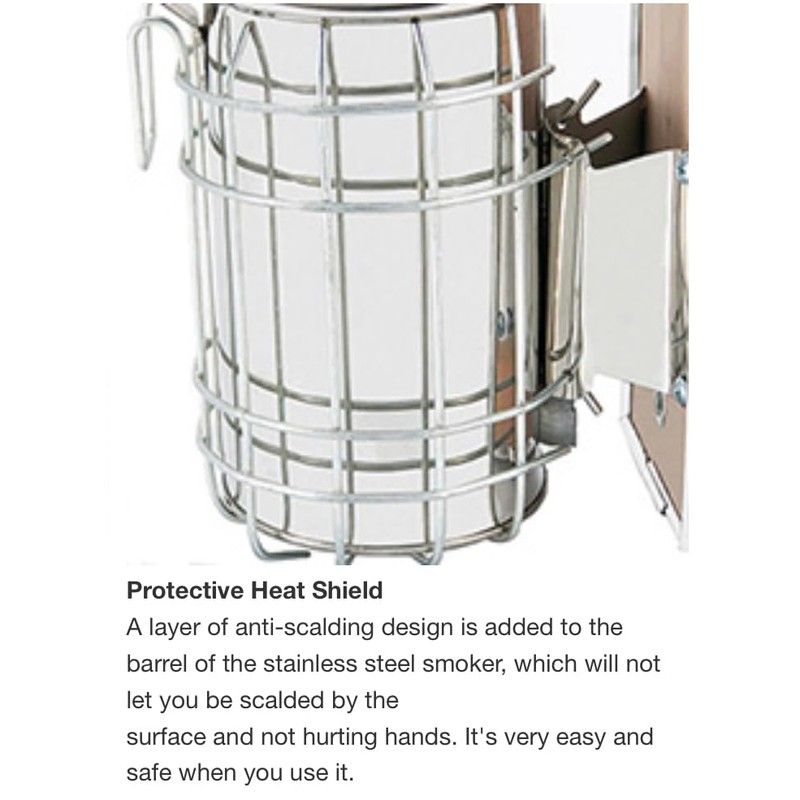 Stainless Steel Bee Hive Smoker with Heat Shield – Professional