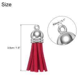 sourcing map 200 Pcs Keychain Tassels, Bulk Leather Tassels for Crafts Colored Tassel Pendants for Acrylic Blanks, Earrings, Keychain Bracelets and Jewelry Making, Red