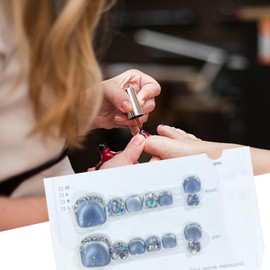 Artificial Toenail,Glitter Press Toe Nails | Glossy Fake Toe Nails, Sparkling Cat's Eye, Toenail Manicure Art for Women Girls for Summer