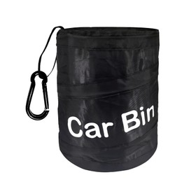 Uoking Car Bin - Portable Collapsible Car Trash Can Pop-up Waterproof Car Bin Tidy with 1 Hook Hanging Car Rubbish Bin for Front/Back of Car - Black