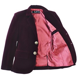 YuanLu Boys Single-Breasted Velvet Burgundy Blazer Size 8