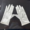 AWOCAN Short Satin Gloves Wrist Length Gloves Bridal Floral Lace