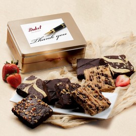Dulcet Gift Baskets Fresh Baked Bakery Fudge Brownie Thank You Corporate Gift Tin Assortment of Delightful Flavors Great Gift for Men, Women, Friends, and Family with Prime Delivery