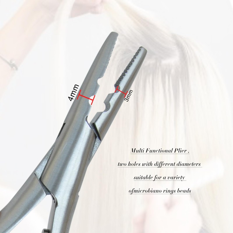 Stainless Steel Silver Hair Extension Pliers With 2 holes Multi