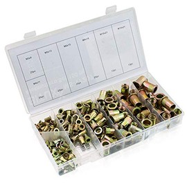 BITUXX® 150-Piece Rivet Nut Set Flat Head Rivets Thread Rivets Assortment Galvanised Steel M3 M4 M5 M6 M8 M10