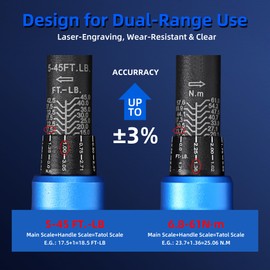 UYECOVE 3/8-Inch Drive Click Torque Wrench, Dual-Direction Click Professional Torque Wrench 5-45FT.LB/6.8-61N.M, Dual Range Scales Graduated in FT.LB and N.M, Blue