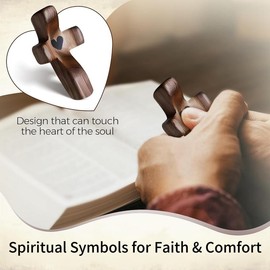 Olive Wood Fidget Cross Set - AnxietyRelief Gift, Pocket Stress Toy, Christian Decor for Home & Spiritual Comfort- Religious Prayer Ornaments