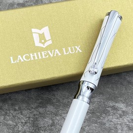 LACHIEVA LUX Pearl White Elegant Crystal Executive Metal Ballpoint Pen with German-made P900M Refills, Luxury and High end Writing Instruments for women-White