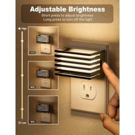 JandCase LED Night Light, [2 Pack] Night Lights Plug into Wall with Dusk to Dawn Sensor, Dimmable Plug in Night Light, Adjustable Brightness, 3000K Soft White Nightlight for Bedroom Bathroom Hallway