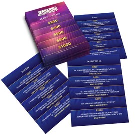 Jeopardy! America’s Favorite Quiz Show Jumbo Deluxe Card Game, Fast-Moving Game of Questions and Answers, Play at Home with Friends, Family, Home Entertainment, Get Excited and Fired Up, Ages 12+
