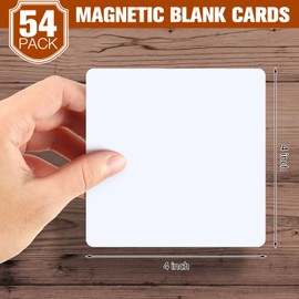 Spakon 50 Pack Magnetic Blank Cards Magnets Dry Erase Whiteboard Magnetic Dry Erase Labels Index Cards Multipurpose Erasable Labels for Office, Education and Home Use(White,4 x 4 Inch)