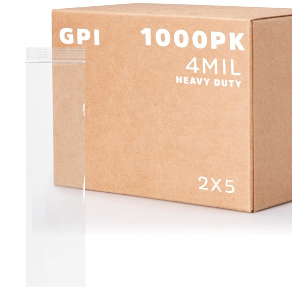 GPI - 2" X 5" 1000 Count, Reclosable Zip Bags,