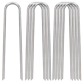 FAAYUCK 12 Inch Landscape Staples, 25 Pack Galvanized Landscape Stakes Heavy Duty 8 Gauge U-Shaped Garden Stakes, Ground Stakes for Weed Barrier Fabric, Irrigation Tubing, Fence, Outdoor Decorations