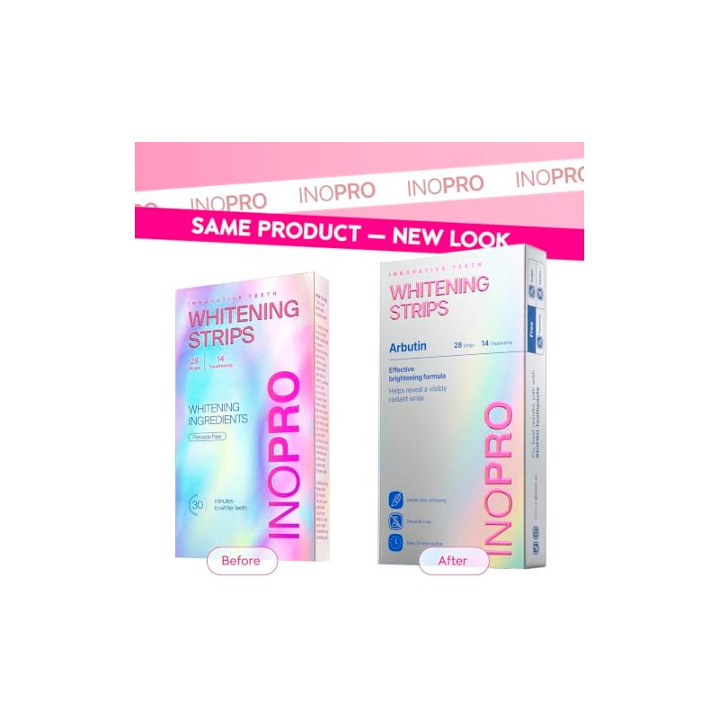 InoPro Teeth Whitening Strips Kit - Enamel Safe, Peroxide-Free