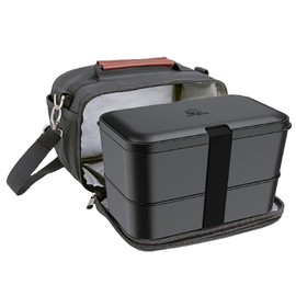 Umami Insulated Lunch Bag & Bento Box for Adults, All-in-1 Lunch Box with Utensils & Sauce Tins & a Lunch Bag with Water Bottle Bag, Adjustable Shoulder Strap, Great Set for, Onyx Black