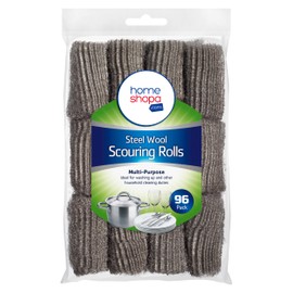 HOMESHOPA Steel Wool Scouring Rolls, 96 Pack Wire Wool Mice Pads, Grade 0, Steel Wool Cleaning Pads for Cleaning, Polishing, Home and Kitchen, Multi-Purpose for Washing Up Pots, Pans, Glass, Metal, 6g