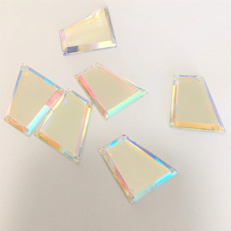 AB Color Sew On Acrylic Crystal Rhinestones Flat Back Mirrors
