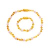 Baltic Proud Amber Necklace and Bracelet Gift Set (Unisex Honey Rose 12.5 Inches/5.5 Inches) - Certified Premium Quality Raw Baltic Sea Amber