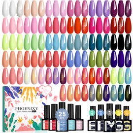 Phoenixy Gel Nail Polish 25+5 PCS Nail Polish Set with Pink Tangerine Orange Pink for Women