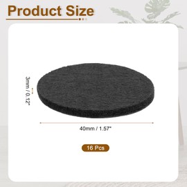uxcell Round Felt Furniture Pads, 16Pcs 1.6" Dia x 0.12" Thick Adhesive Backed Felt Non-Slip Anti-Scratch Felt Pads Chair Leg Protectors for Protecting Hardwood Floor, Black