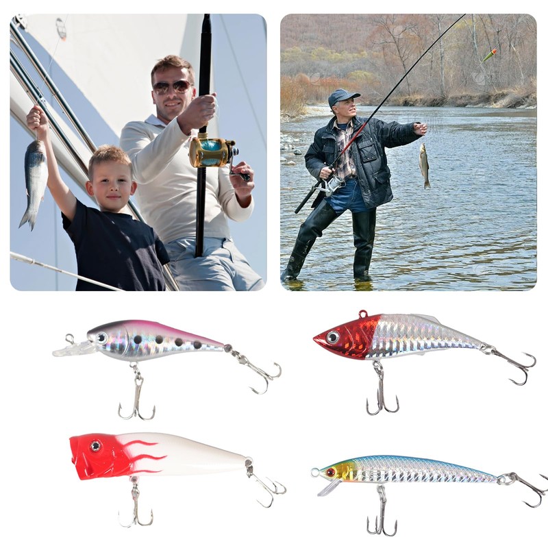 120 PCS Fishing Lures Set Mixed with Tackle Box, Including