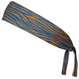 Zebra Royal Blue & Orange Elastic Tie Running Fitness Headbands Made In USA
