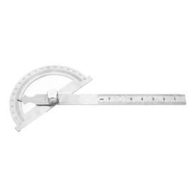 Regla del transportador, transportador de acero inoxidable de 0-180 grados Goniómetro Medidor de ángulo Indicador Regla de 15 cm Buscador de ángulos (80 * 120mm)