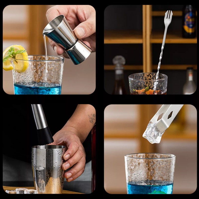 Kingmazi Juego De Coctelera De 23 Piezas De Acero Inoxidable,