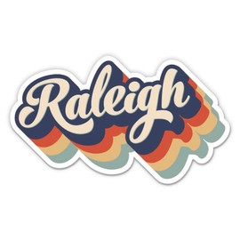 Squiddy Raleigh North Carolina Layered Retro Style - Vinyl Sticker Decal for Phone, Laptop, Water Bottle (3" Wide)