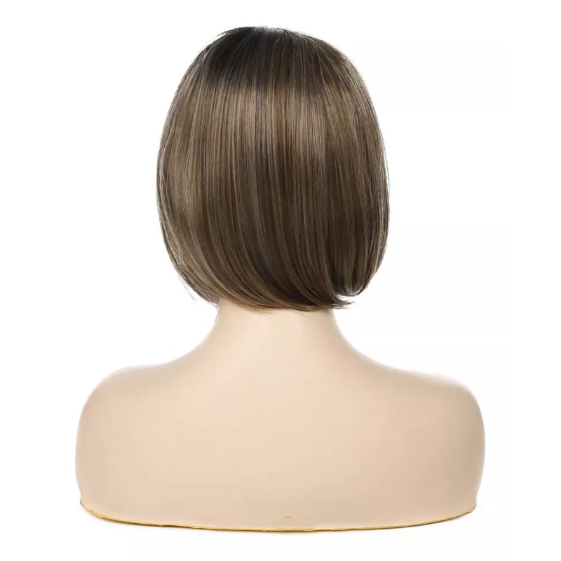 Baruisi Bob Marrón Corto Pelucas Para Mujeres Cabello Liso R