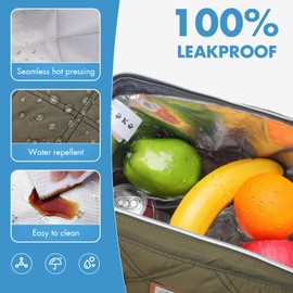 Lekesky Lunch Bag for Women Insulated Lunch Box Leakproof Lunchbox for Adult Work, Quilted Green